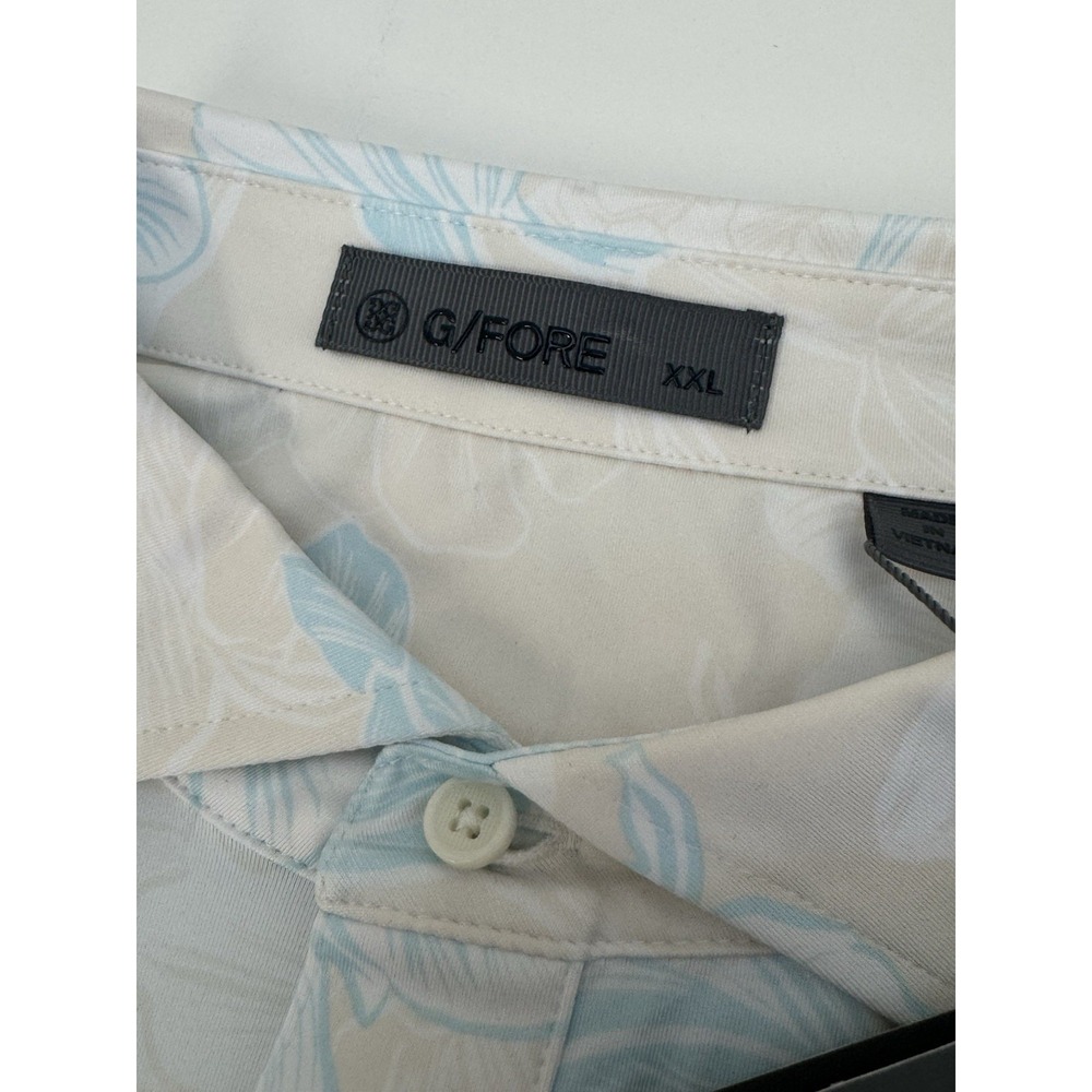NWT G/Fore Stamped Floral Jersey Golf Polo Shirt Beige/ Stone Size XXL $120 - Picture 3 of 12
